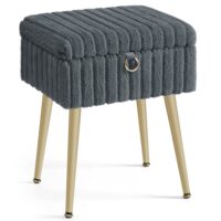 Tabouret de coiffeuse repose-pieds rembourré pieds réglables gris--Gris-SONGMICS