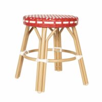 Tabouret de jardin en aluminium et rotin synthétique blanc et rouge-Aluminium-Rouge-Oviala