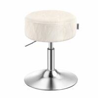Tabouret de maquillage réglable en hauteur pivotant à 360 degrés blanc--Blanc-VASAGLE