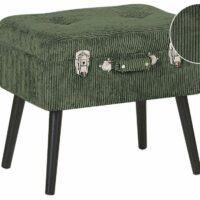 Tabouret de rangement velours côtelé vert foncé-Velours-Vert-Beliani