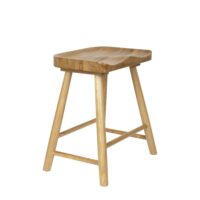 Tabouret en bois brun-Bois-Marron-White label