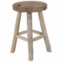 Tabouret en teck massif recyclé ø30 cm-Moloo