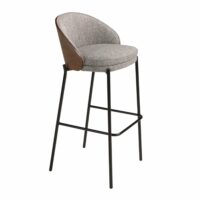 Tabouret en tissu gris et noyer-Tissu-Gris-Angel Cerda