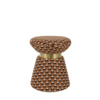 Tabouret pop en tissu géométrique-Tissu-Orange-Mathi Design