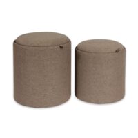 Tabouret repose-pieds (lot de 2) en coton et bois marron-Coton-Marron-Versa Home