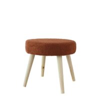 Tabouret rond en bouclettes polyester terracotta 40 x 45--Rouge-Home Maison