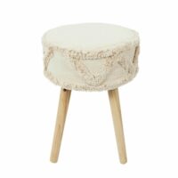 Tabouret scandinave beige motifs imitation fourrure--Beige-Altobuy