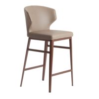 Tabouret simili cuir vison et bronze--Taupe-Angel Cerda