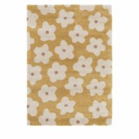Tapis contemporain floral - 120x170cm jaune moutarde polypropylène-Polypropylène-Jaune-Drawer