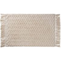 Tapis de bain déco à franges coton 50x80cm-Coton-Beige-Guy Levasseur