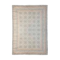 Tapis en coton block print écru et charbon tissé main 140 x 200 cm-Coton-Beige-Decoclico