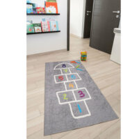 Tapis enfant marelle polyester gris 120x160-Home Maison