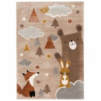 Tapis enfant renard ours marron 140x200 cm--Marron-Pergamon