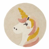 Tapis enfant rond licorne coton 70x70cm-Coton-Beige-Guy Levasseur