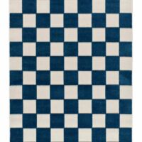 Tapis extérieur à relief géométrique bleu/blanc 160x230 cm--Bleu-Atticgo