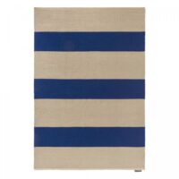 Tapis extérieur kilim fait main en pet bleu et beige 160x230-Brink & Campman