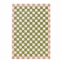 Tapis intérieur/extérieur damier rose et vert 80x150cm--Rose-sweeek