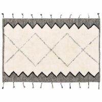 Tapis rectangulaire berbère en coton tufté à franges 160 x 230 cm-Coton-Blanc-Oviala