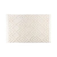 Tapis rectangulaire blanc style bohème en laine 300cm OTHMAN--Blanc-Vind
