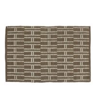 Tapis rectangulaire en coton avec motifs marrons et écrus 90 x 60 cm-Coton-Marron-Nordlys
