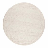 Tapis rond intérieur/extérieur à relief mandala beige Ø120-Esprit