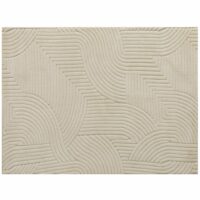 Tapis salon à poils épais géométrique antidérapant polyester crème--Blanc-Homcom