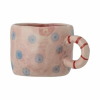 Tasse en grès rose à pois bleu h6--Rose-Bloomingville