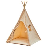Tipi pour enfant avec tapis et guirlandes--Beige-Babykare