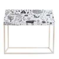 Tipi pour enfants en bois de pin avec tissu dessins forêt-Bois de Pin-Blanc-RNT by Really Nice Things