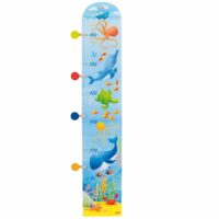 Toise la baleine et la mer en bois bleue 74x14 cm-Bois-Bleu-Goki