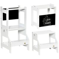 Tour d'observation enfant 3 en 1 sûr et sécurisé mdf blanc--Blanc-Homcom