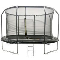 Trampoline ovale 366x244cm noir avec filet-Lin-Noir-Happy Garden