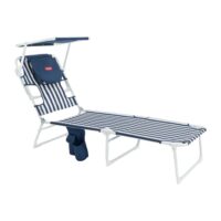 Transat pliable parasol aluminium polyester bleu-Aluminium-Bleu-Flamingueo