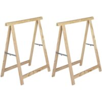 Tréteau en pin standard section 40x17 mm lot de 2-Bois de Pin-Beige-Astigarraga