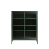 Vaisselier 2 portes en verre strié et métal h140cm - vert foncé-Verre-Vert-Drawer