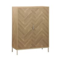 Vaisselier effet bois décor chevrons 2 portes-Bois-Beige-sweeek