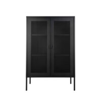 Vaisselier en métal avec portes grillagées - noir-Métal-Noir-House Nordic