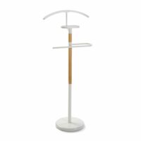 Valet de nuit moderne en métal et bambou blanc-Métal-Blanc-Versa Home