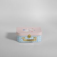 Valisette en carton à imprimés roses et bleus
