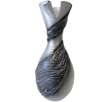 Vase artisanal drapé de tissus 39 cm-Tissu-Blanc-TDK IMPORT