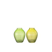 Vase boule en verre vert 9.5x9.5x11 cm assortiment de 2-Verre-Vert-J-line