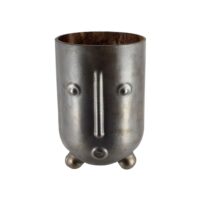 Vase en forme de visage en verre soufflé h24cm-Verre-Gris-Now's Home