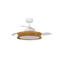 Ventilateur de plafond avec lampe en bois marron-Bois-Marron-Lucande