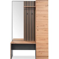 Vestiaire 2 portes avec miroir effet chêne et gris anthracite 122 cm-Chêne-Gris-Homifab