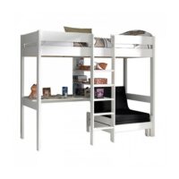 Vipack PINO Lit mezzanine et fauteuil laqué Blanc-Bois de Pin-Blanc-Vipack