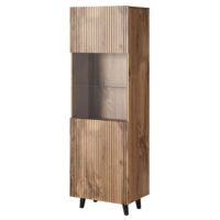 Vitrine 1 porte effet bois 60 x 182 cm-Bois-Marron-Best Mobilier