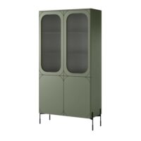 Vitrine 2 portes avec pied en métal vert olive 104x200 cm-Métal-Vert-That's Casa