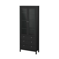 Vitrine 2 portes vitrées encadrées et 3 tiroirs h199 cm - noir--Noir-ebuy24