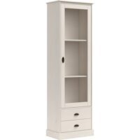 Vitrine avec 1 porte vitrée 2 tiroirs en pin blanc-Bois de Pin-Blanc-Loft24