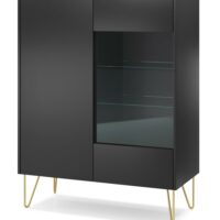Vitrine effet bois Noir et Doré-Bois-Noir-AKL FURNITURE